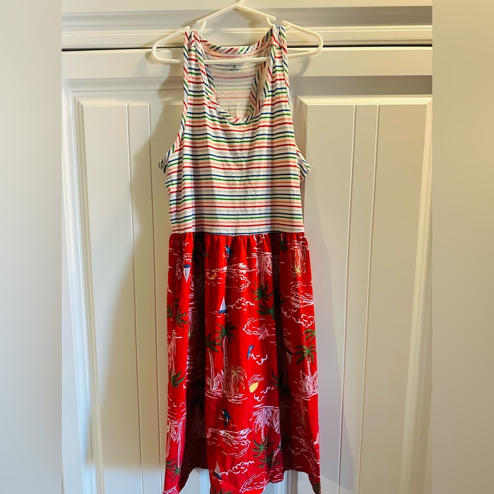Striped and Tropical Red Dress